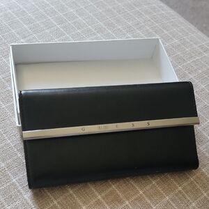 NEW IN BOX | Guess Black Clutch with Silver Detail